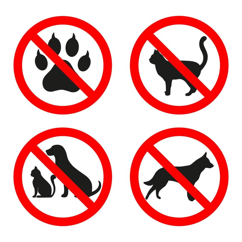 Pets prohibited signs set vector