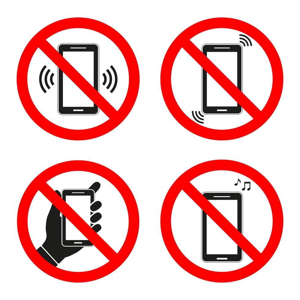 Mobile phone prohibited sign vector