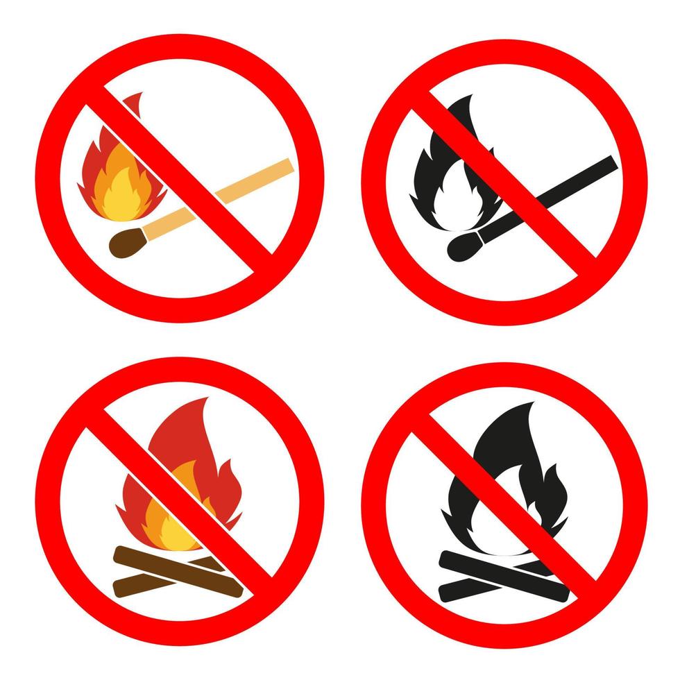 Fire prohibited signs set vector