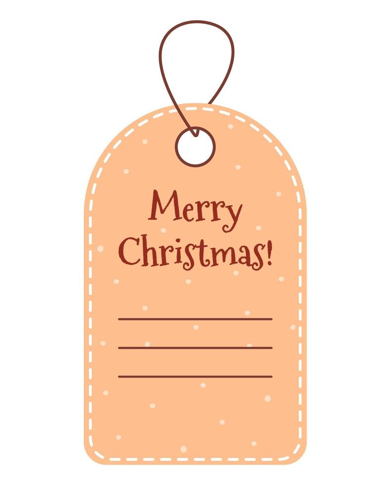 Christmas gift tag. Merry Christmas text. Vector isolated on white background.
