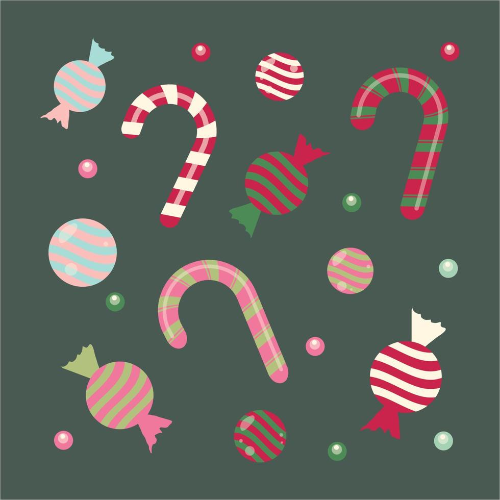 Set of christmas candy cane. Vector illustration icon isolated.