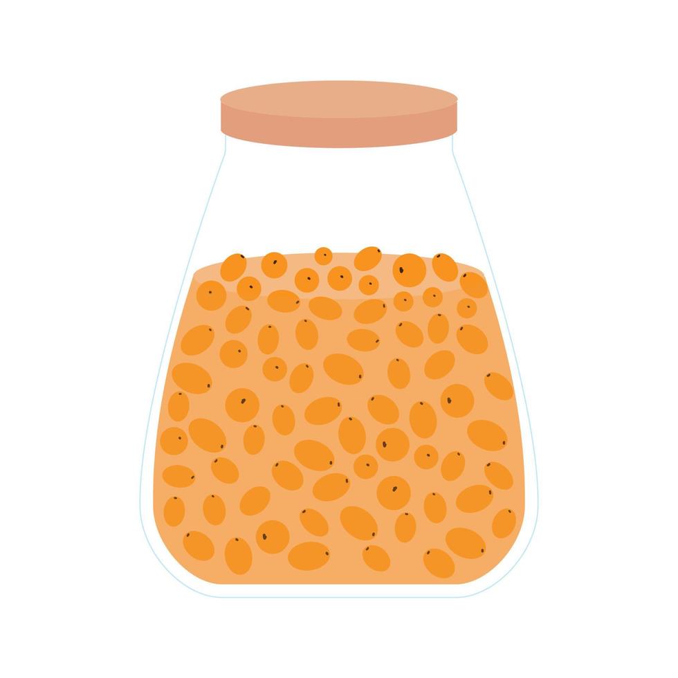 Sea buckthorn jam in a jar vector