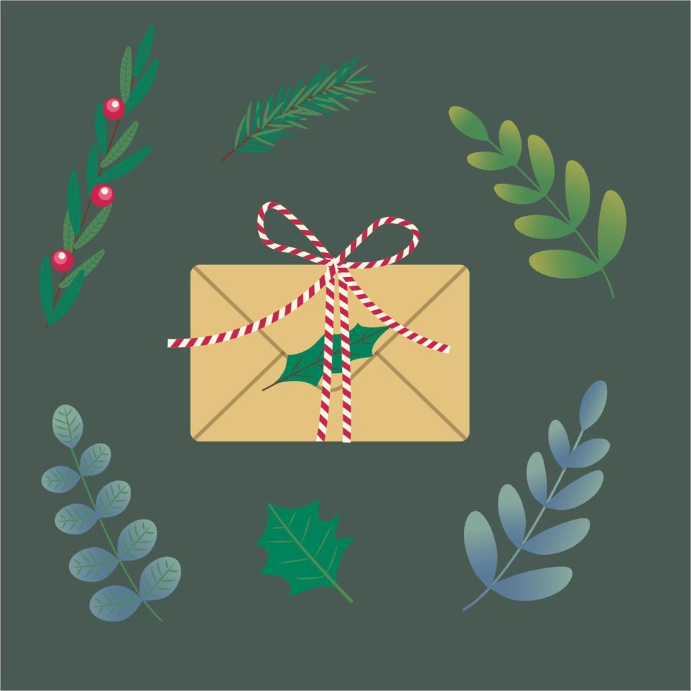 Christmas letter and branches vector illustration