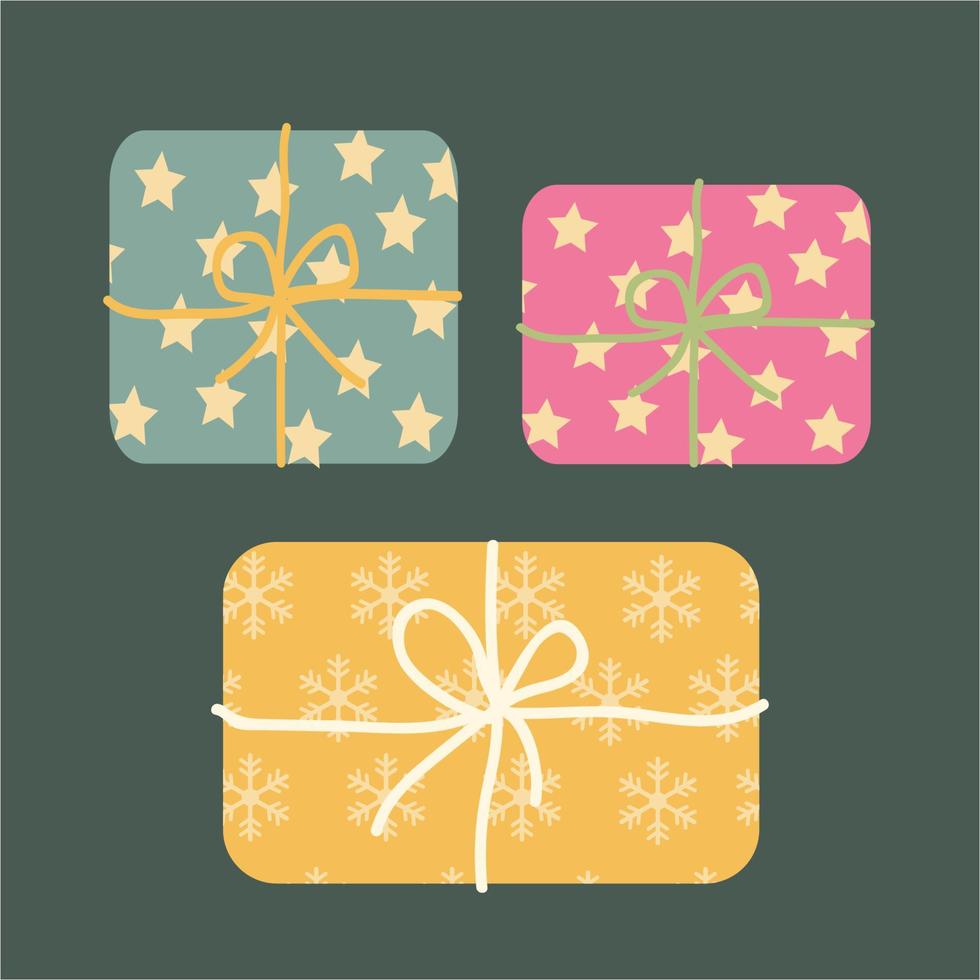Christmas presents boxes. Merry Christmas and Happy New Year design. vector