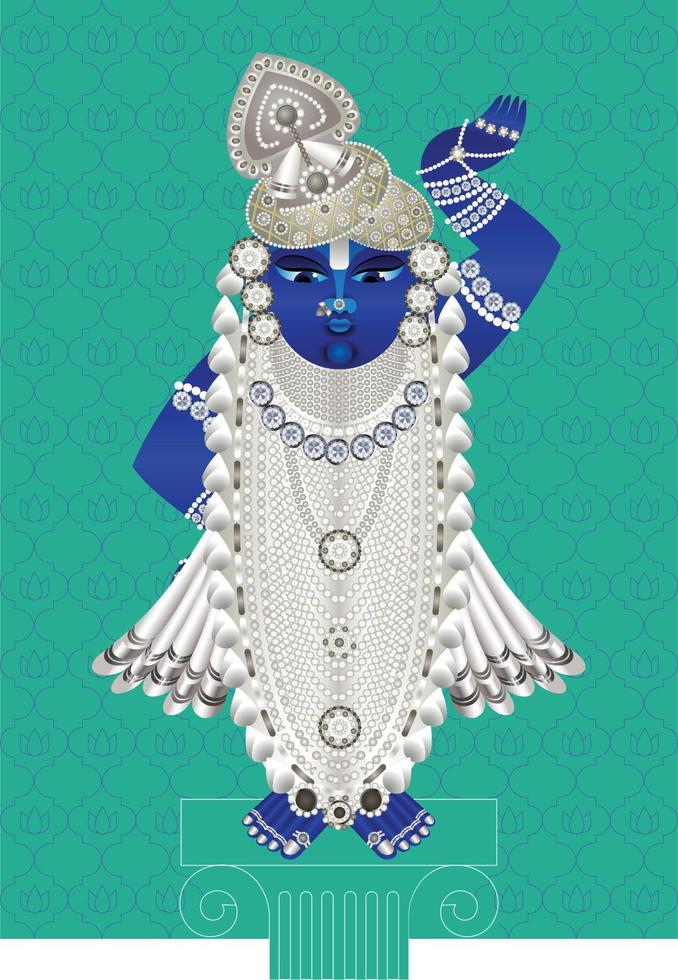 shrinathji o lord krishna como pintura popular pichwai vector