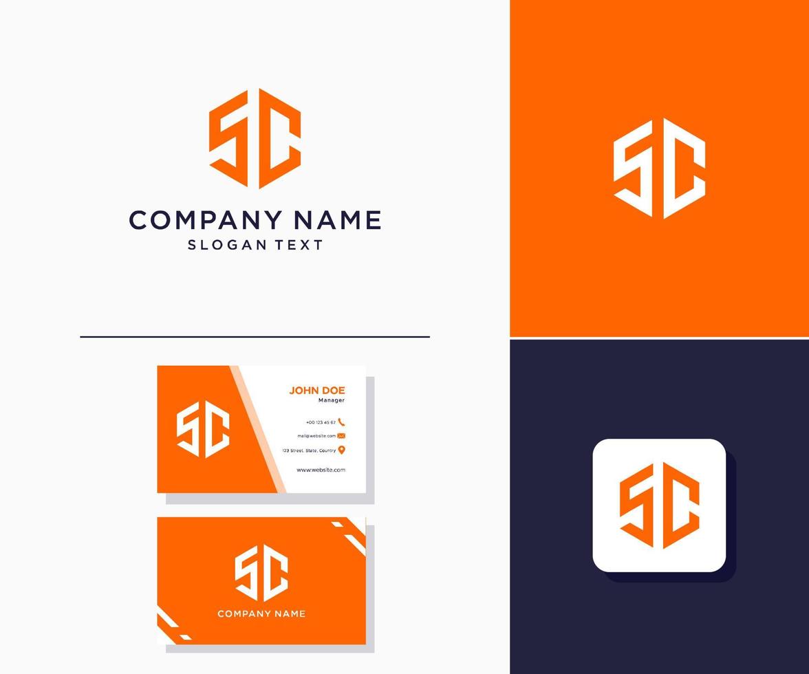 SC modern logo initials hexagon monogram. used for brand identity. vector