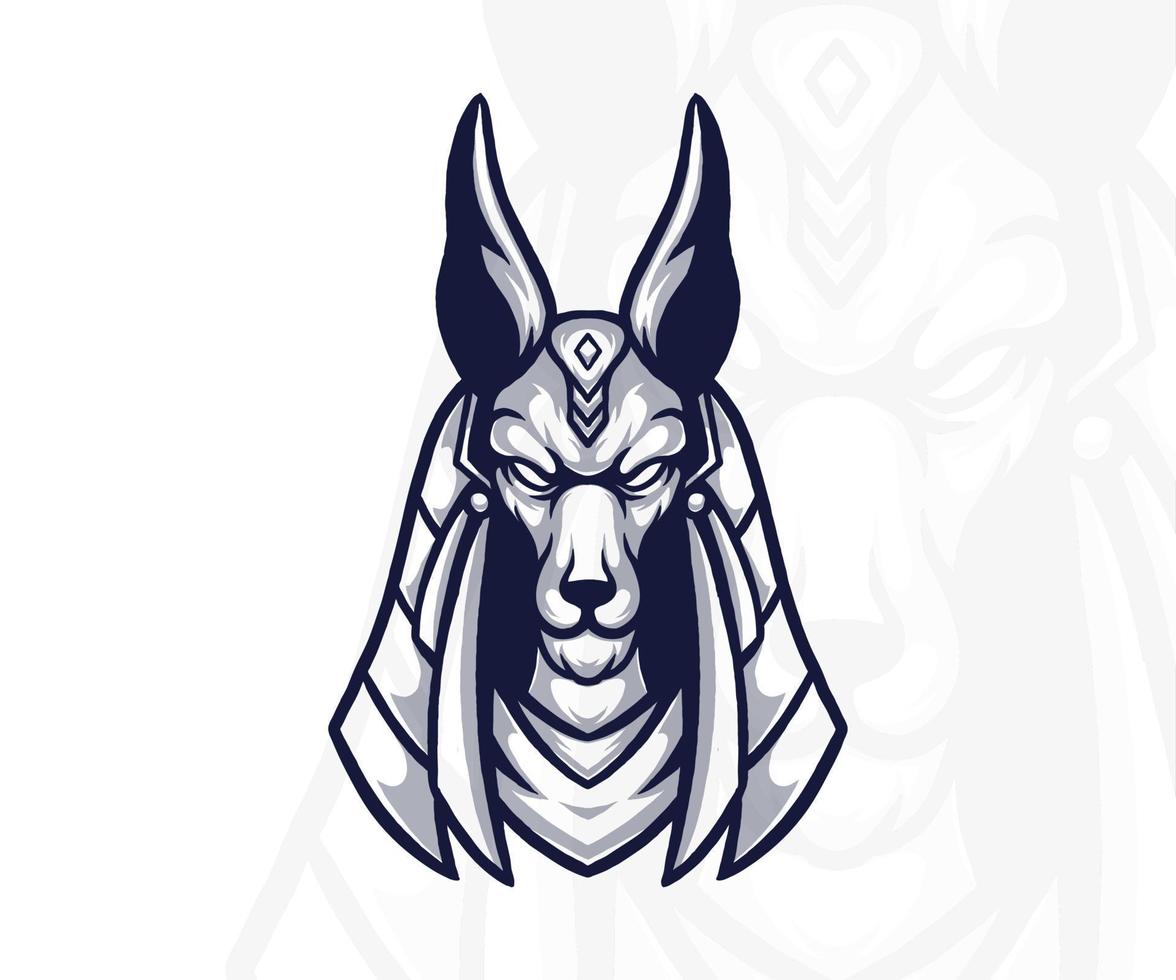 ilustración del logotipo de la mascota anubis vectorial. Fondo blanco. vector