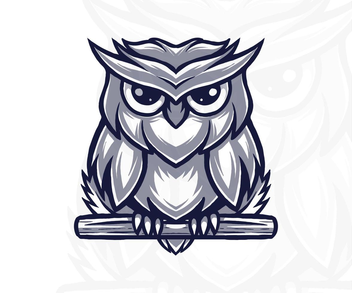 ilustración del logotipo del búho de la mascota vectorial. Fondo blanco. vector