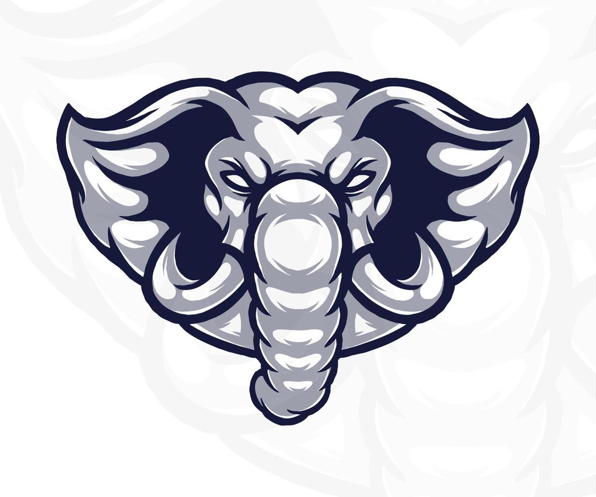 vector illustration of elephant head mascot logo. white background.