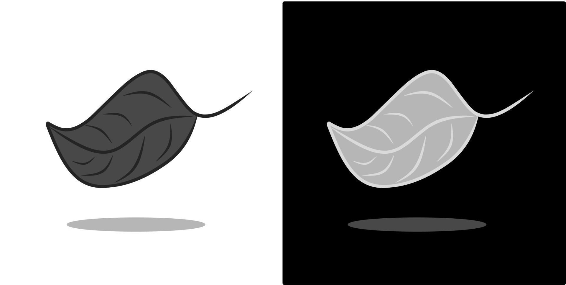 vector illustration of a leaf, isolated on a black and white background design