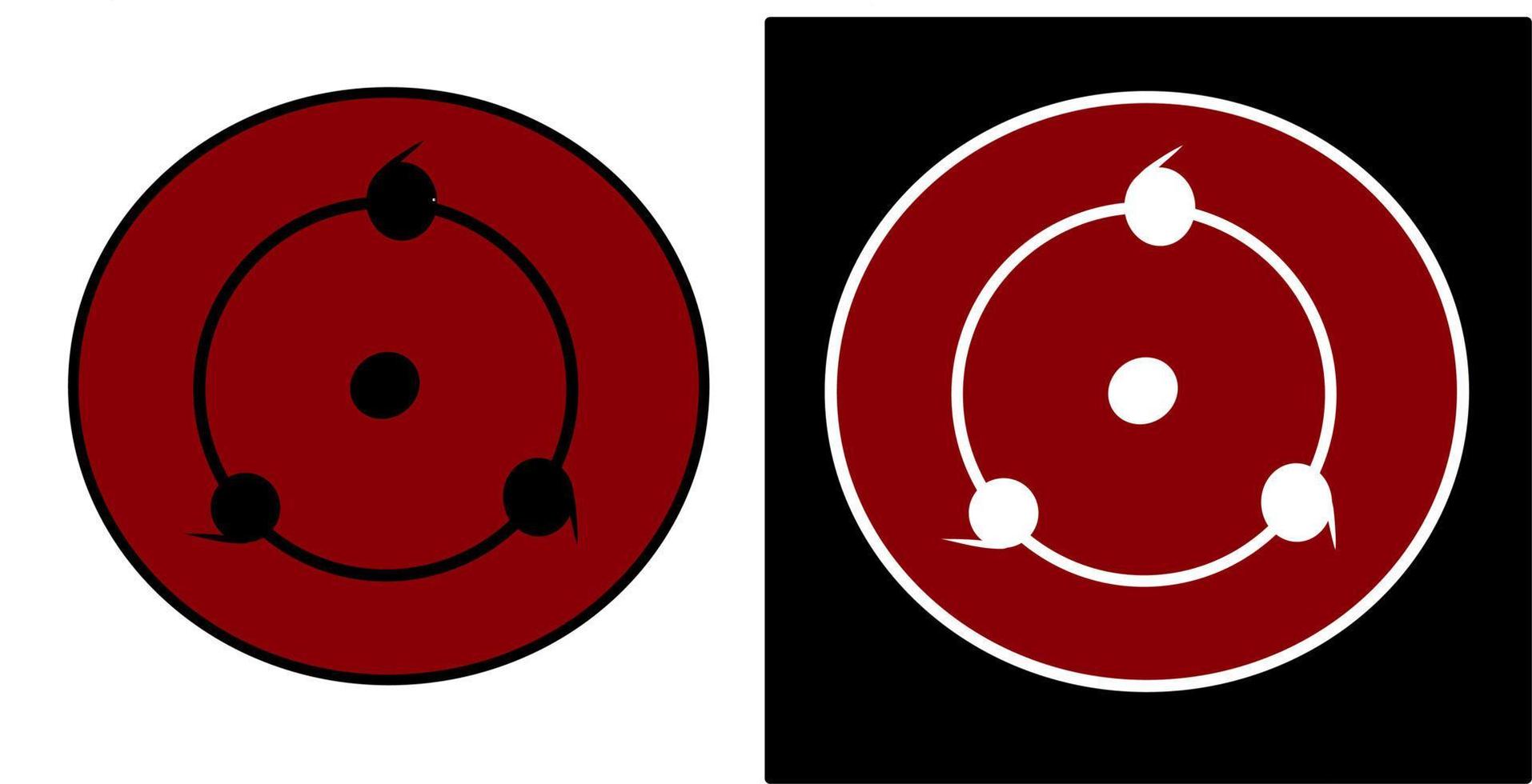 sharingan eye illustration vector, isolated on black and white background design vector