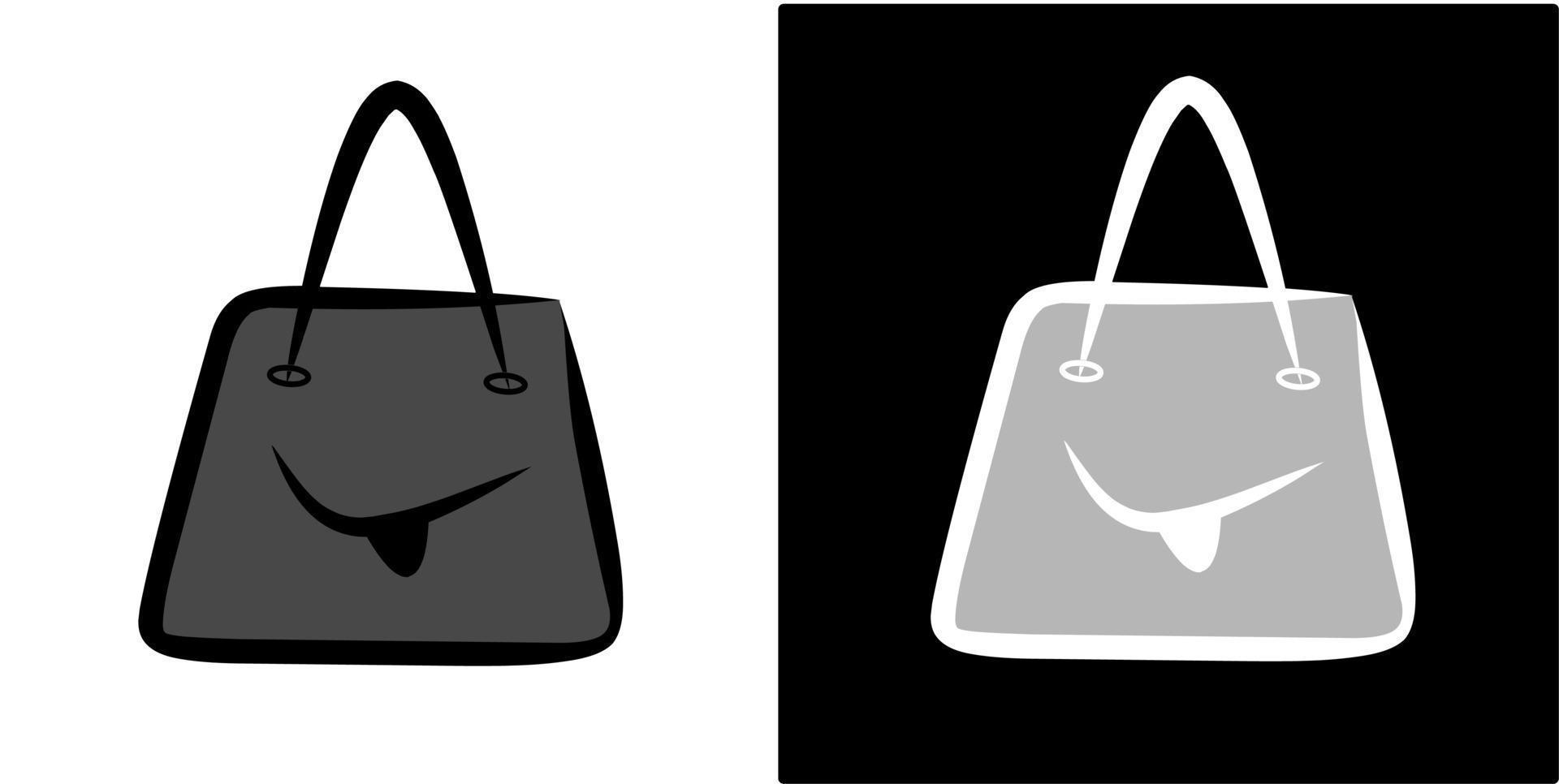 vector de ilustración de bolsa de compras, aislado en diseño de fondo blanco y negro