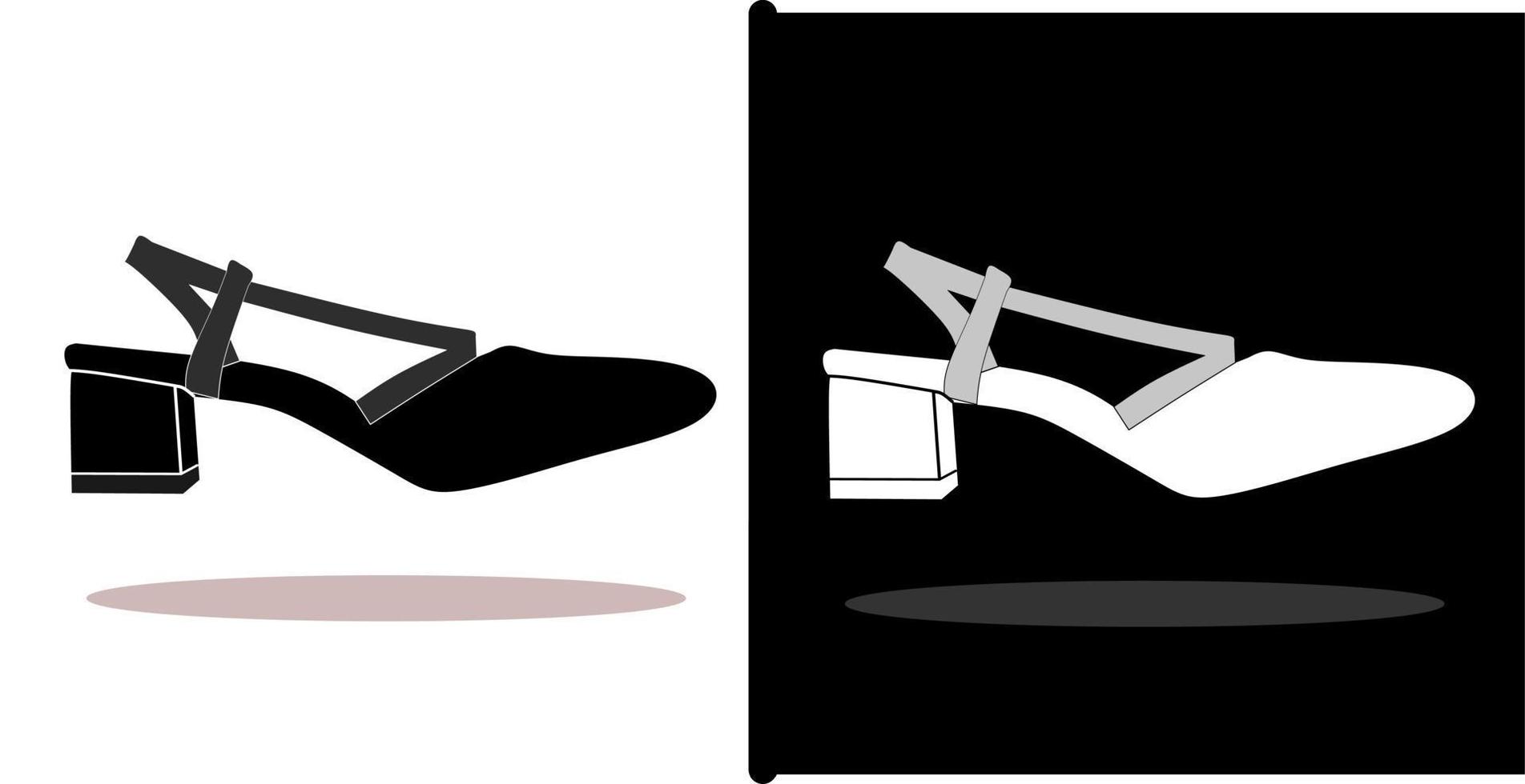 vector illustration of shoes, isolated on black and white background design