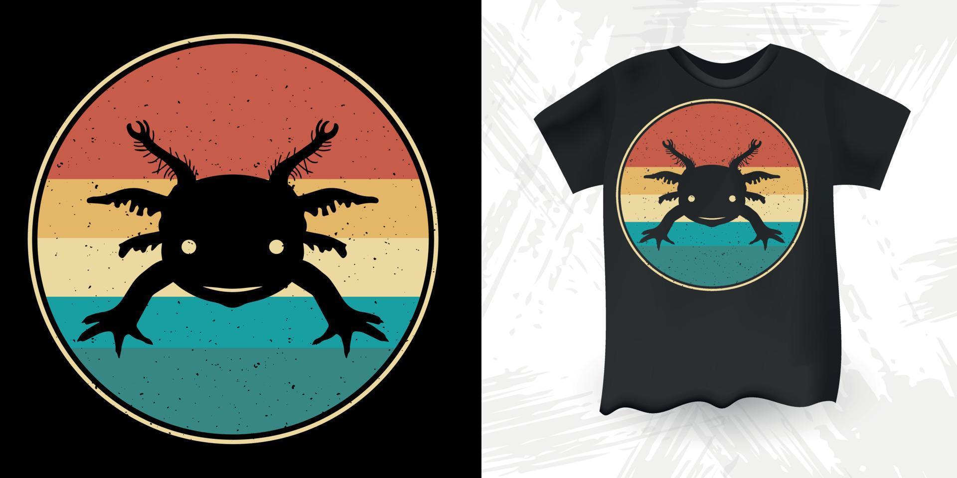 divertido lindo axolotl retro vintage axolotl diseño de camiseta vector