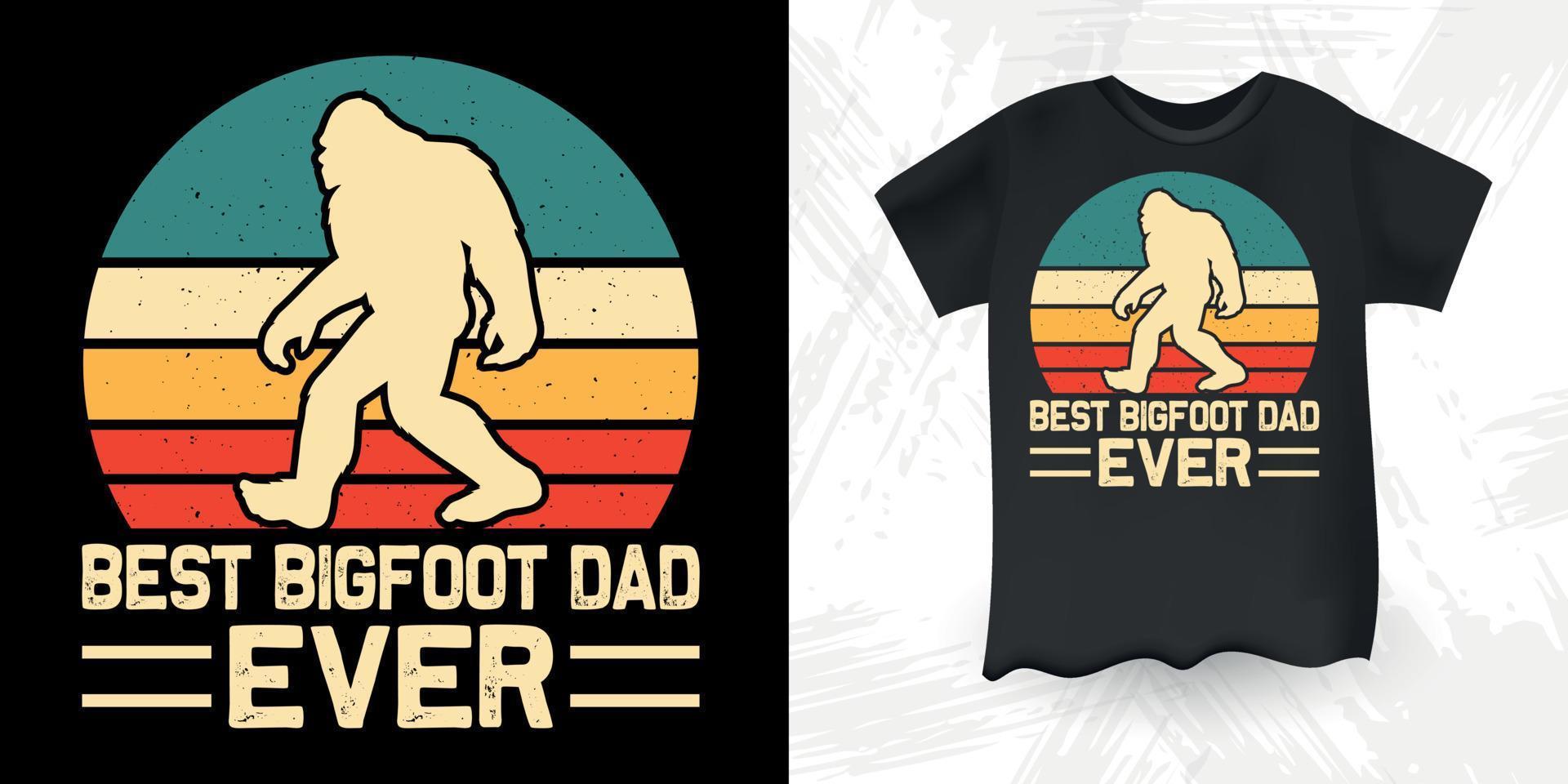 el mejor papá de pie grande jamás divertido sasquatch retro vintage diseño de camiseta de pie grande del día del padre vector