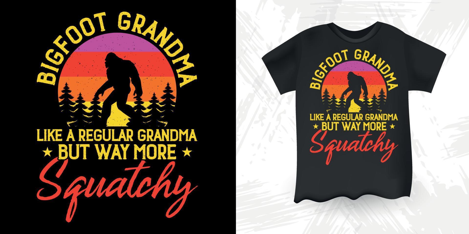 abuela divertida sasquatch retro vintage diseño de camiseta de pie grande vector