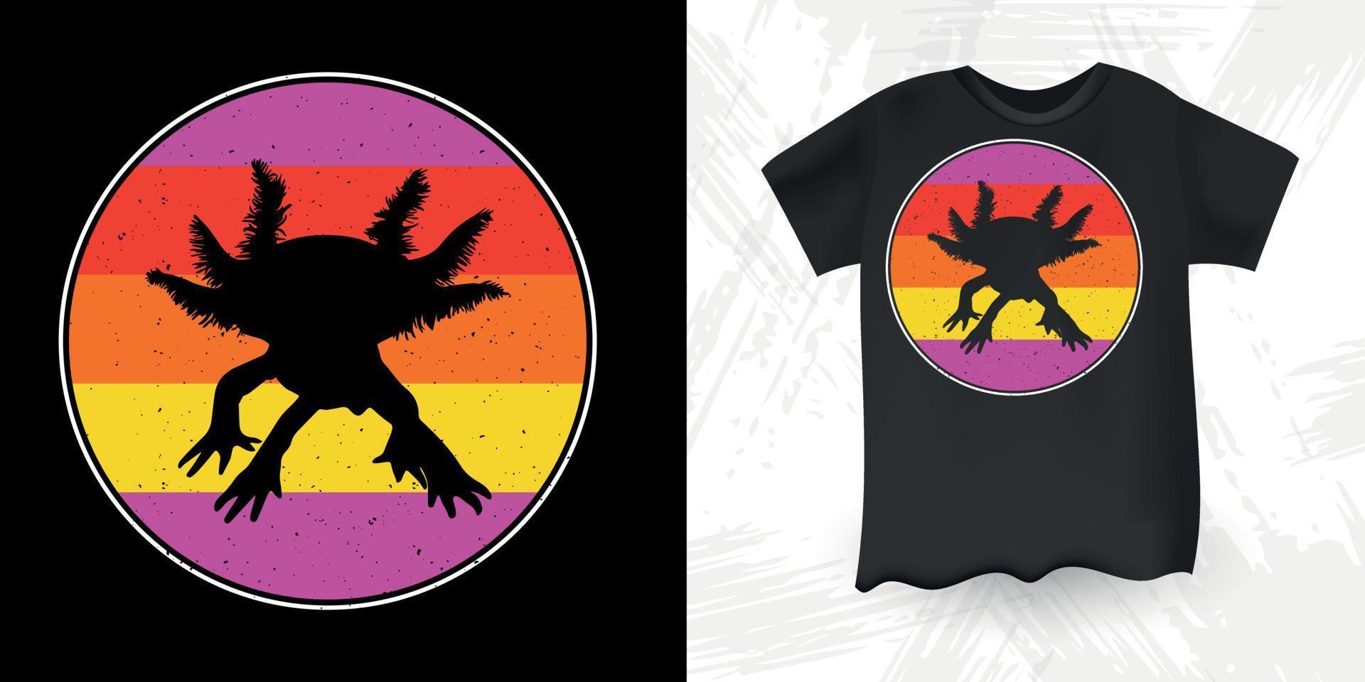 Funny Cute Axolotl Retro Vintage Axolotl T-Shirt Design vector