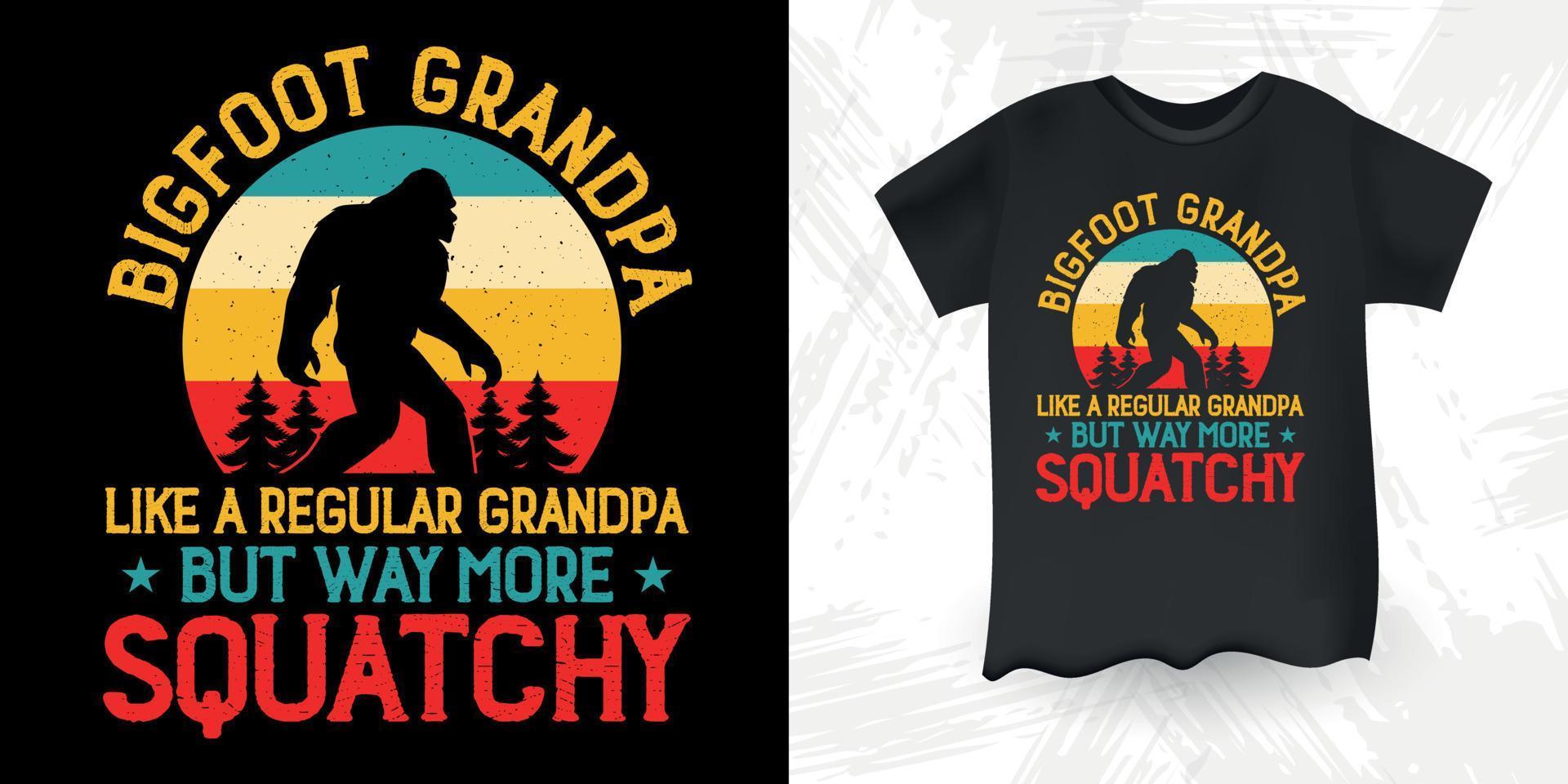 abuelo día del padre divertido sasquatch retro vintage diseño de camiseta de pie grande vector