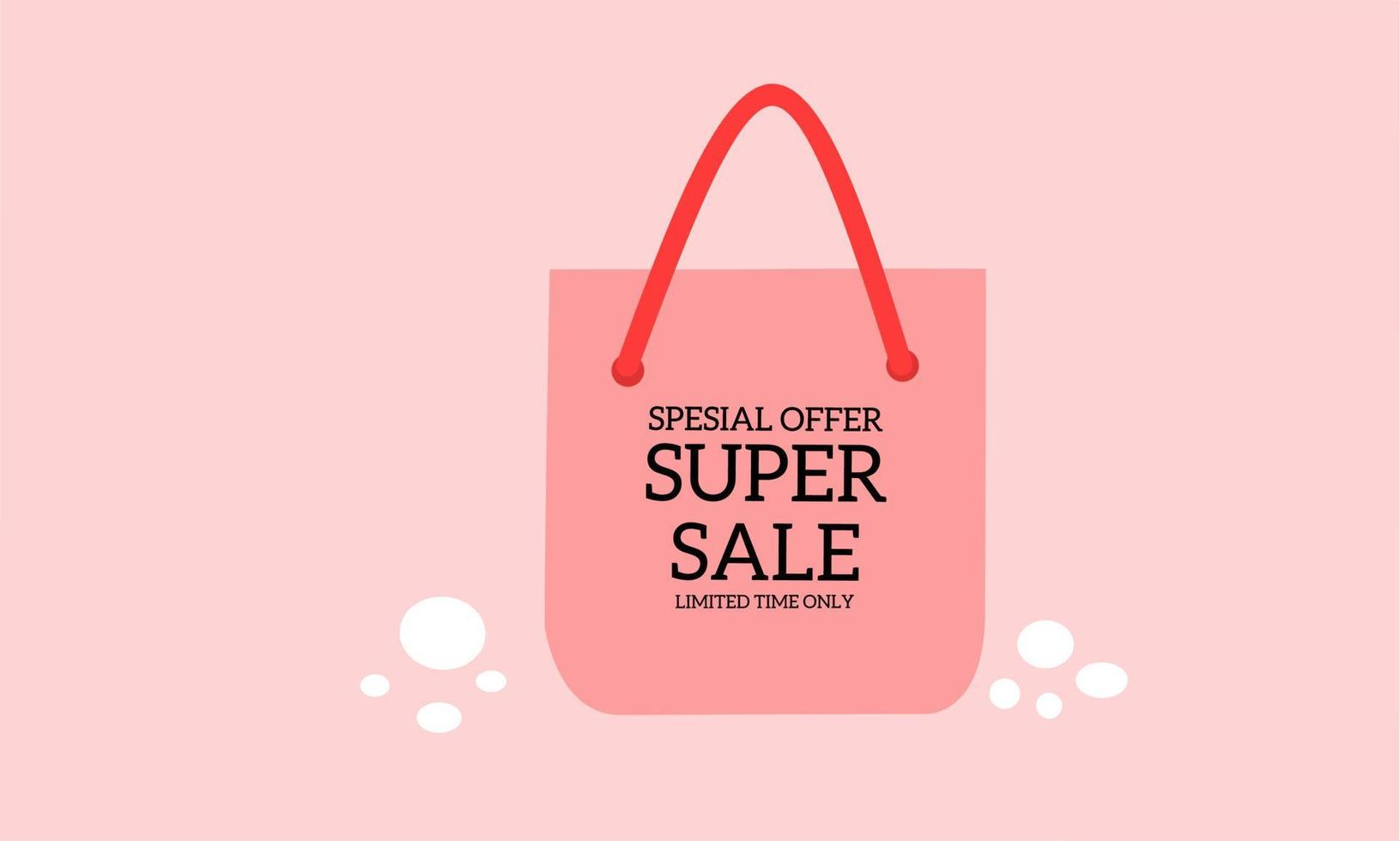 Vector illustration of a pink shopping bag. a symbol of an invitation to shop with a certain discount.for flyer, magazine, poster, brochure, banner, web, promotion, isolated on pink background