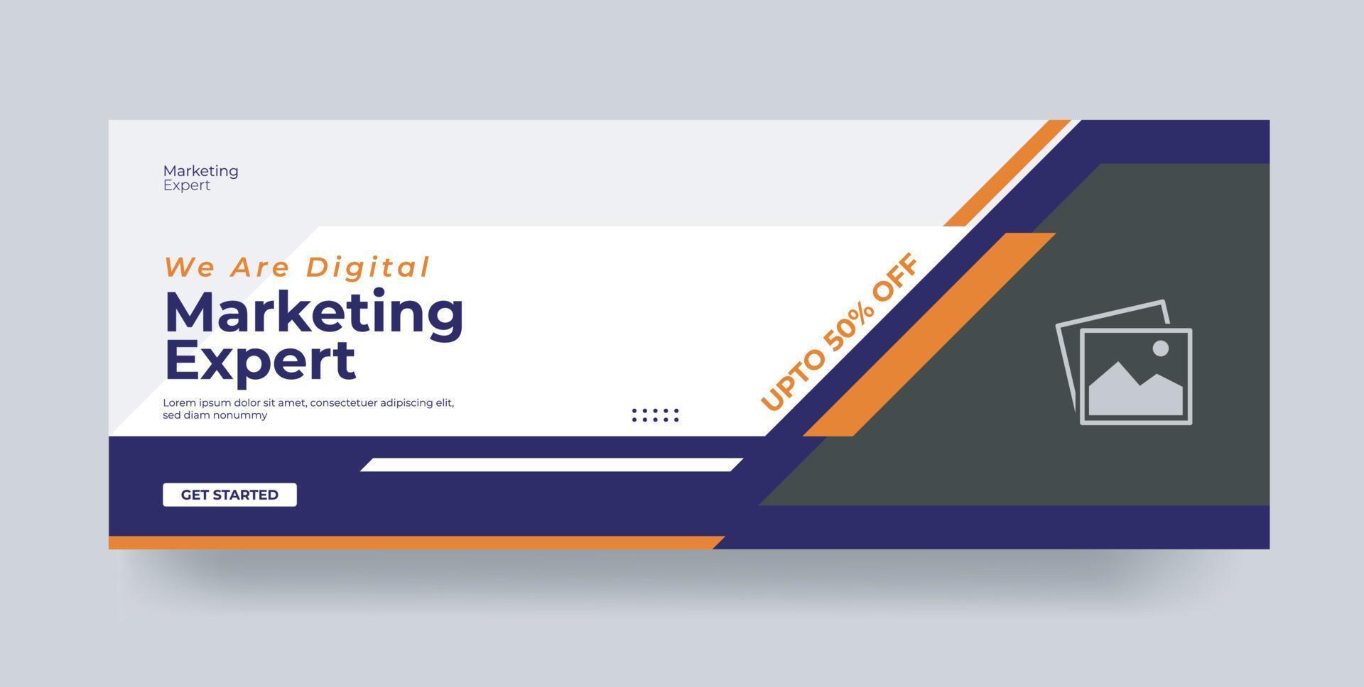 Digital marketing agency social media cover template design vector