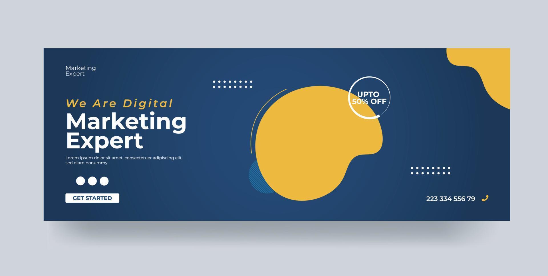 Digital marketing agency social media cover template design vector