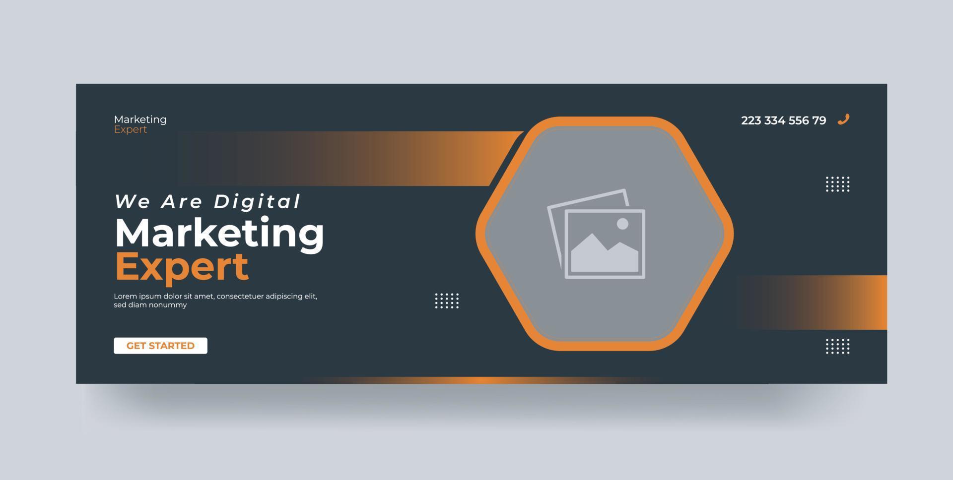 Digital marketing agency social media cover template design vector