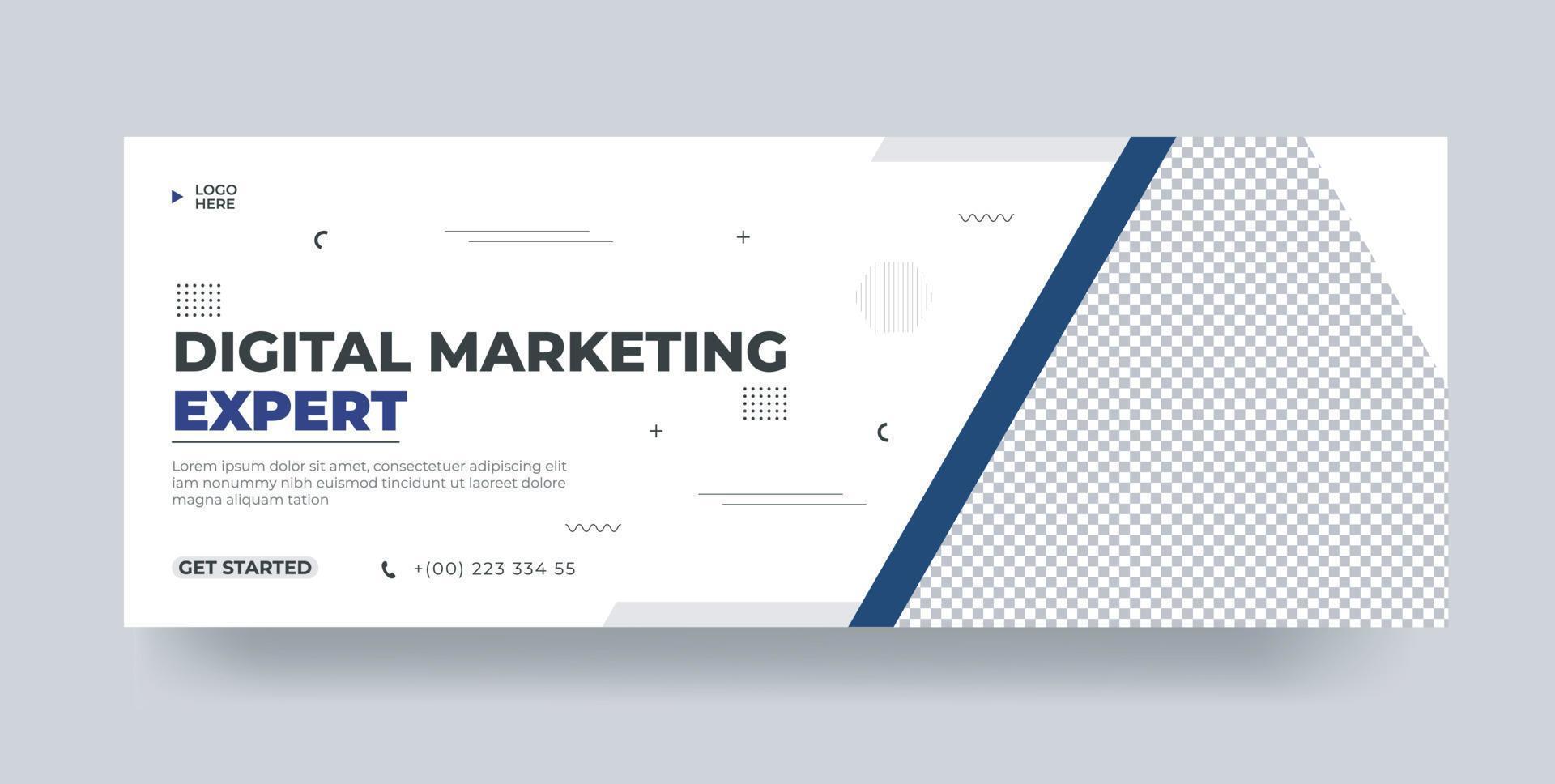 Digital marketing agency social media cover template design vector