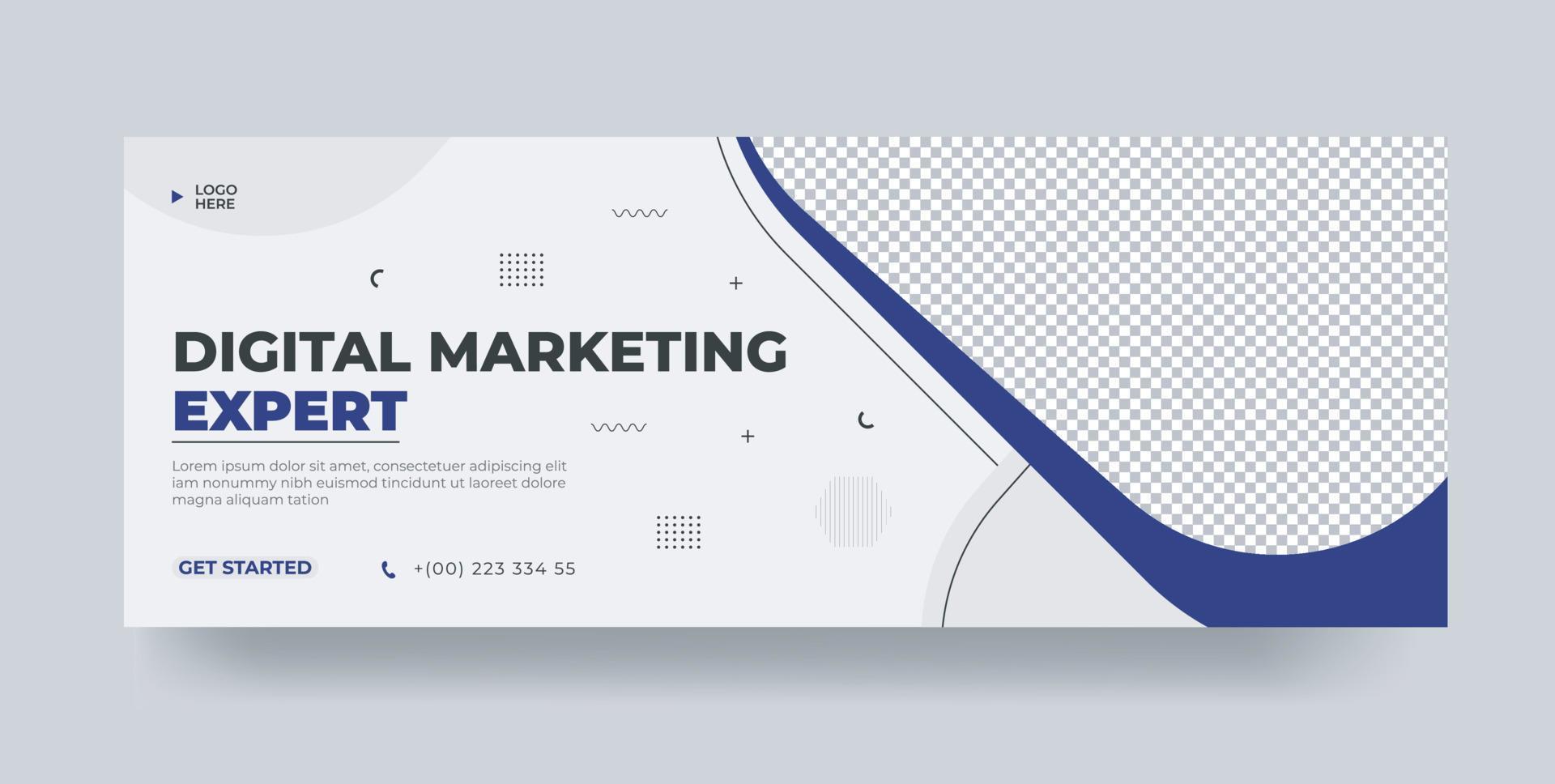 Digital marketing agency social media cover template design vector