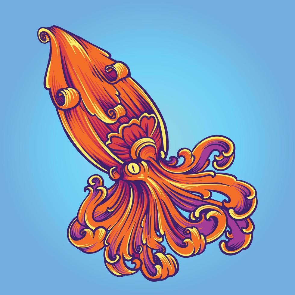 Elegant decorative octopus Animal ornament illustrations for your work Logo, mascot merchandise t-shirt, stickers and Label designs, poster, greeting cards advertising business company or brands. vector