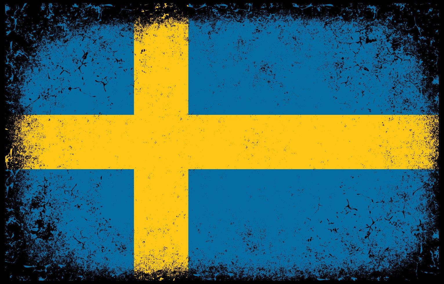 old dirty grunge vintage sweden national flag illustration vector