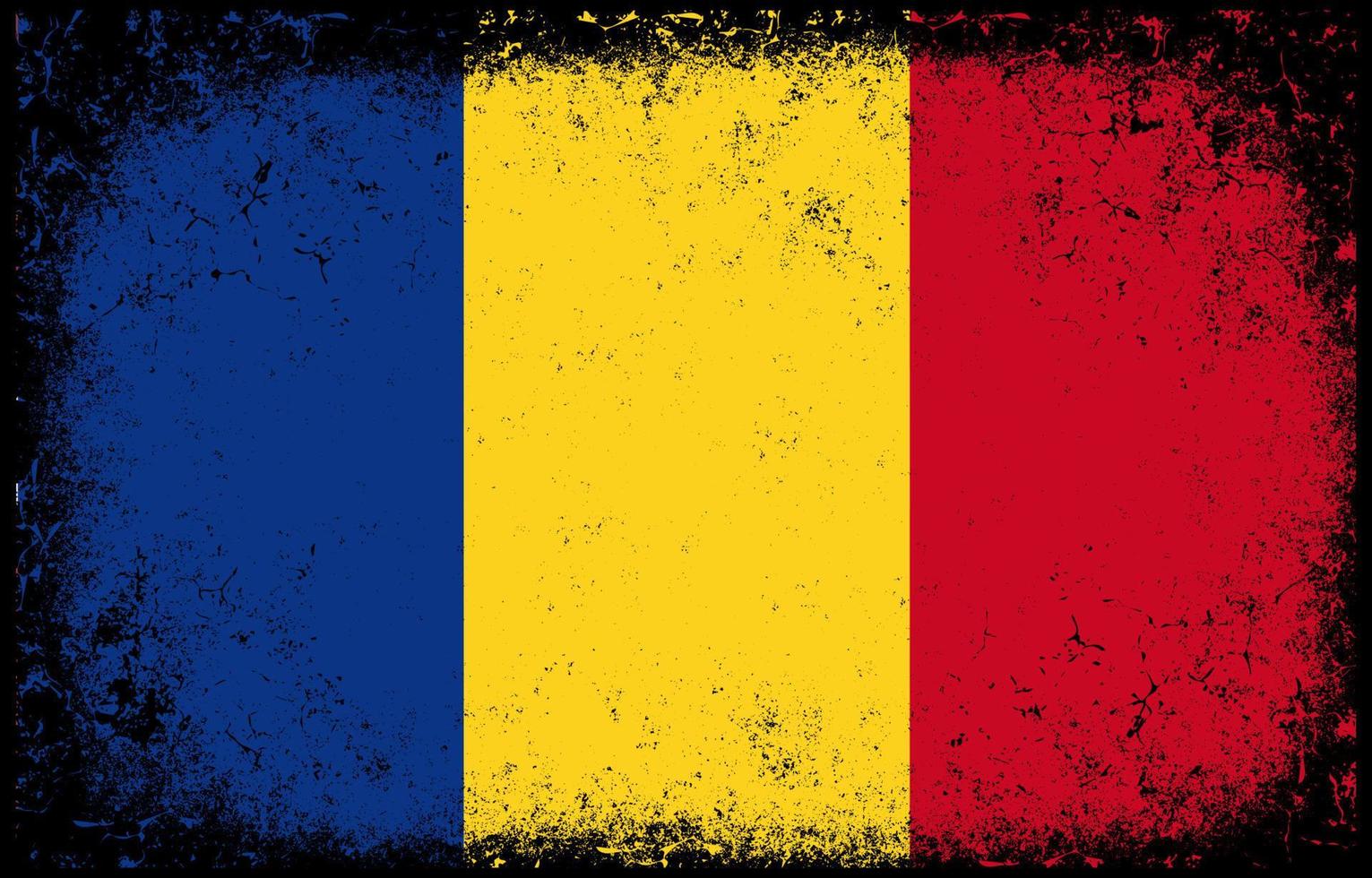 old dirty grunge vintage romania national flag illustration vector