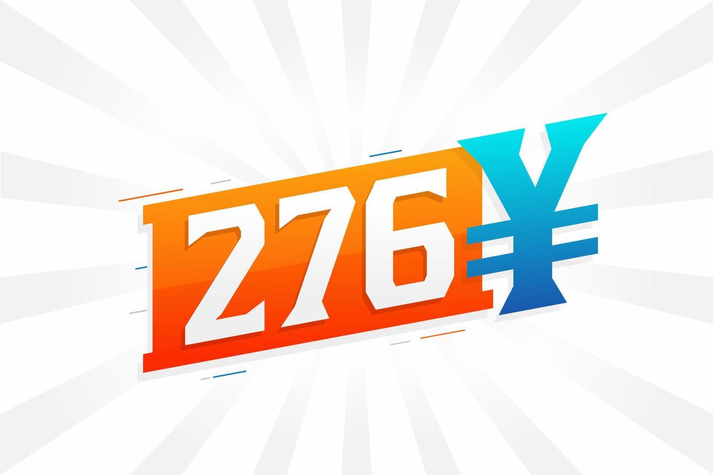276 Yuan Chinese currency vector text symbol. 276 Yen Japanese currency Money stock vector