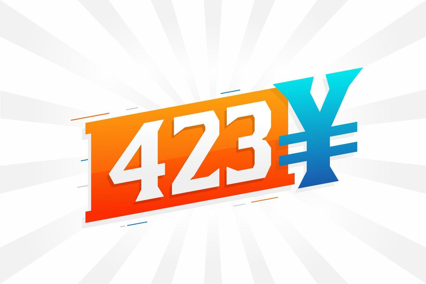 423 Yuan Chinese currency vector text symbol. 423 Yen Japanese currency Money stock vector