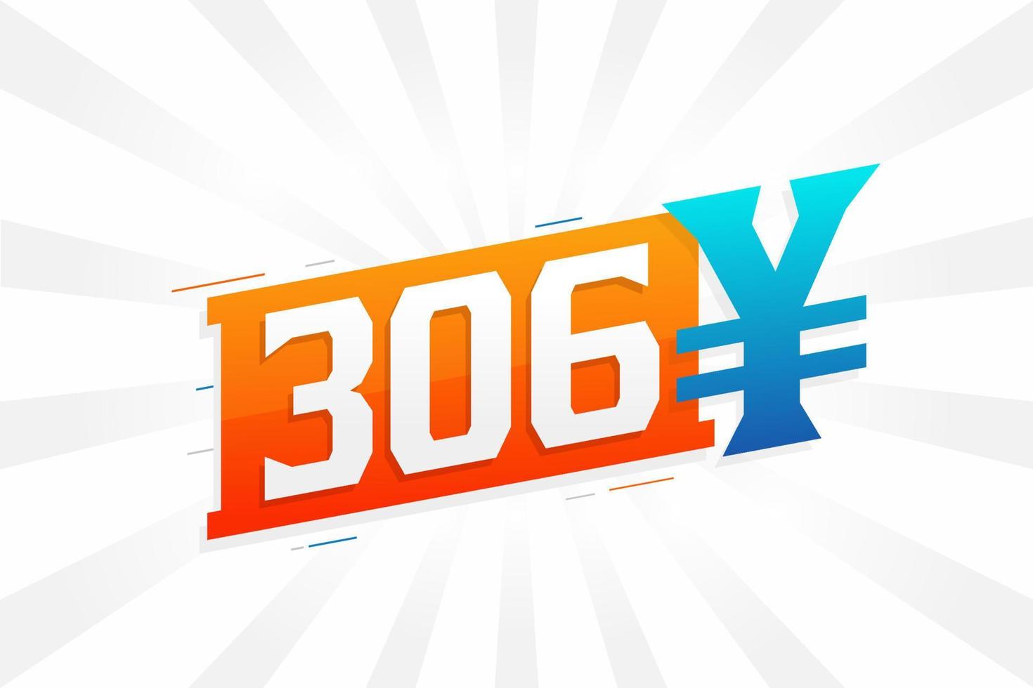 306 Yuan Chinese currency vector text symbol. 306 Yen Japanese currency Money stock vector