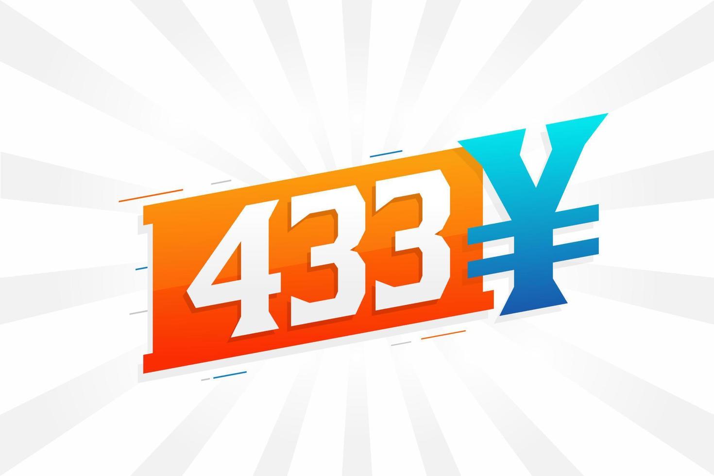 Símbolo de texto vectorial de moneda china de 433 yuanes. 433 yen moneda japonesa dinero stock vector