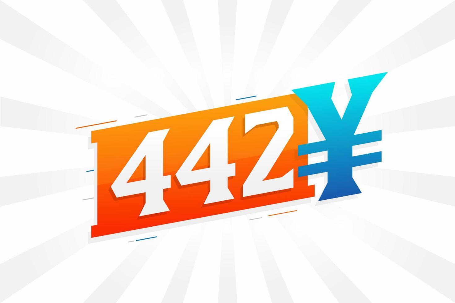 442 Yuan Chinese currency vector text symbol. 442 Yen Japanese currency Money stock vector