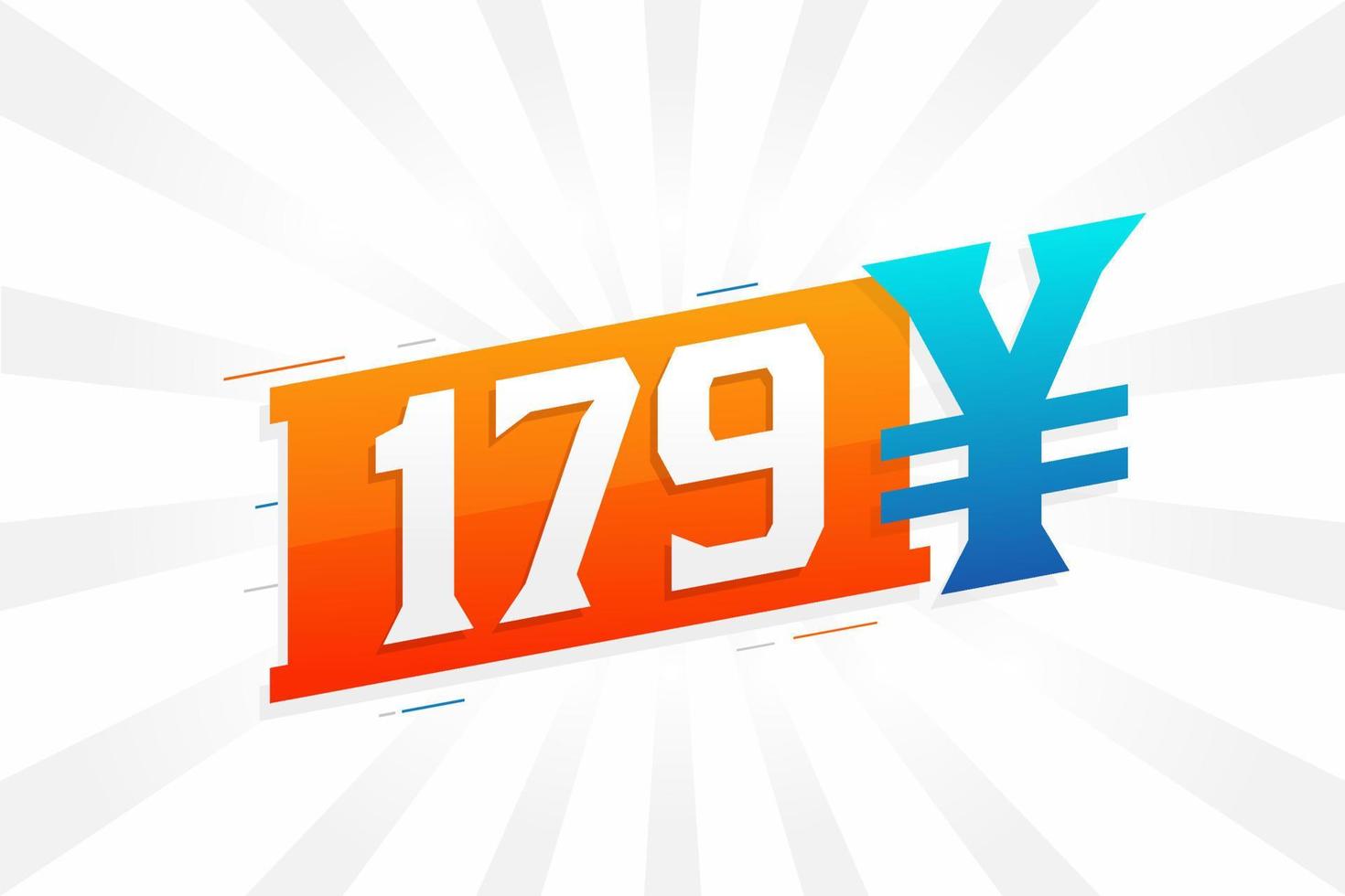 179 Yuan Chinese currency vector text symbol. 179 Yen Japanese currency Money stock vector