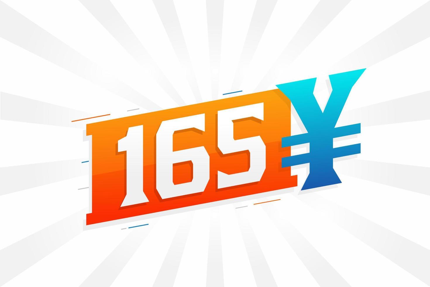 165 Yuan Chinese currency vector text symbol. 165 Yen Japanese currency Money stock vector