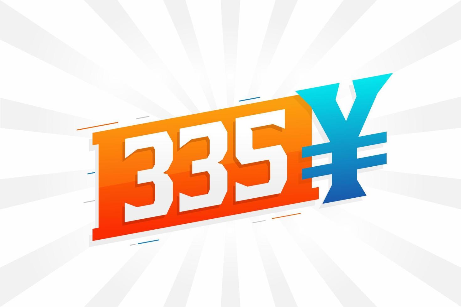 335 Yuan Chinese currency vector text symbol. 335 Yen Japanese currency Money stock vector