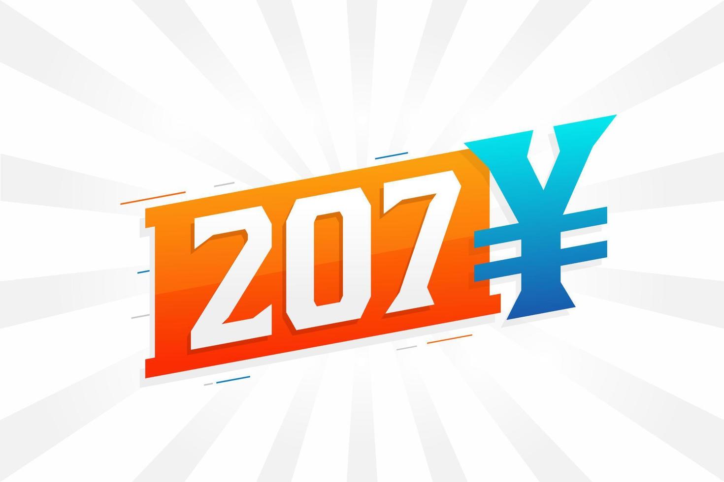 207 Yuan Chinese currency vector text symbol. 207 Yen Japanese currency Money stock vector