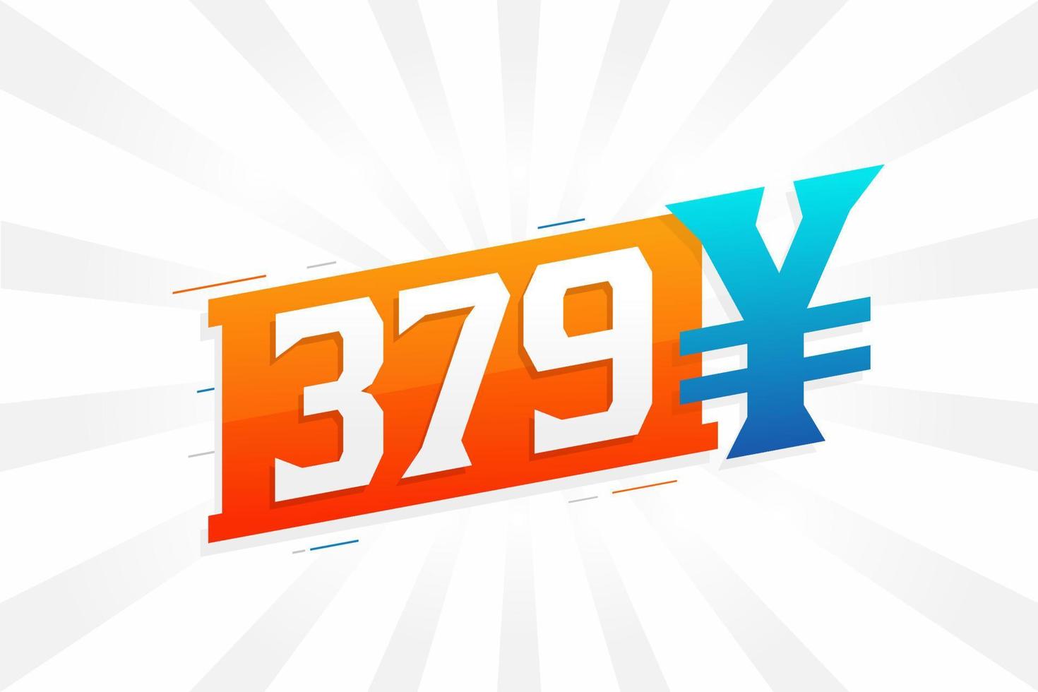 379 Yuan Chinese currency vector text symbol. 379 Yen Japanese currency Money stock vector