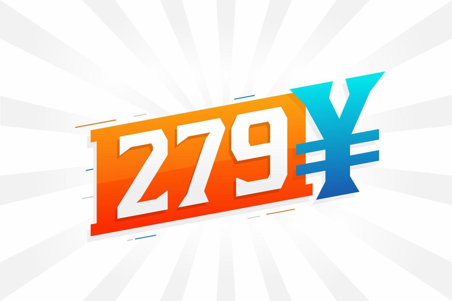 279 Yuan Chinese currency vector text symbol. 279 Yen Japanese currency Money stock vector