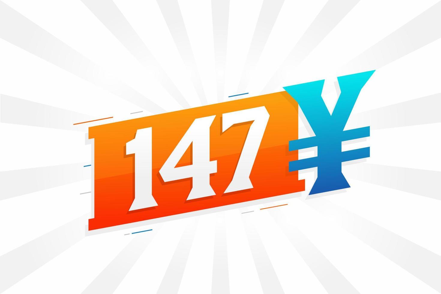 147 Yuan Chinese currency vector text symbol. 147 Yen Japanese currency Money stock vector