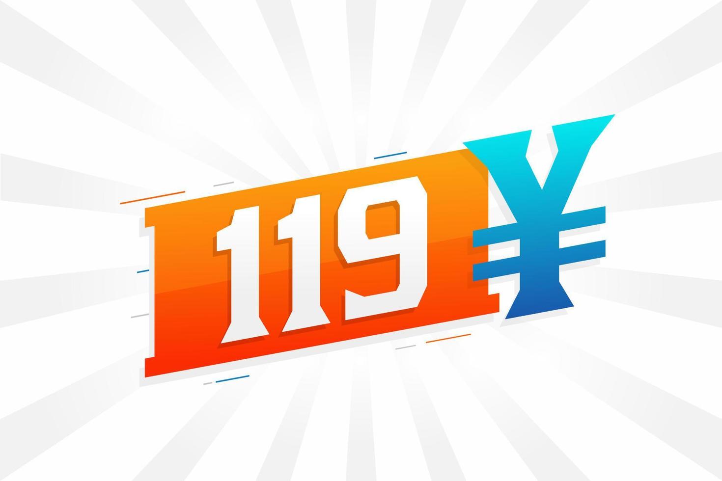 119 Yuan Chinese currency vector text symbol. 119 Yen Japanese currency Money stock vector