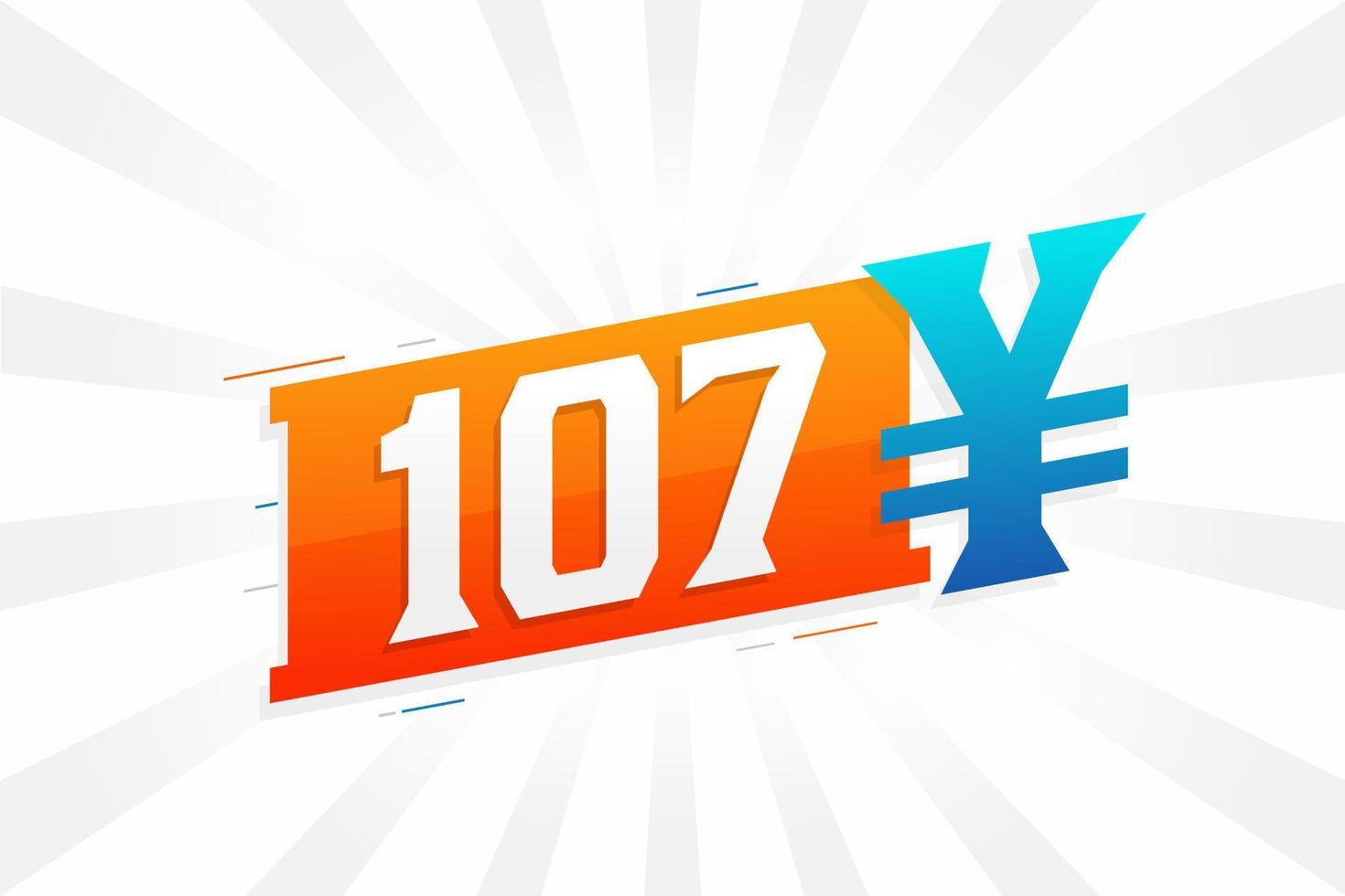 107 Yuan Chinese currency vector text symbol. 107 Yen Japanese currency Money stock vector