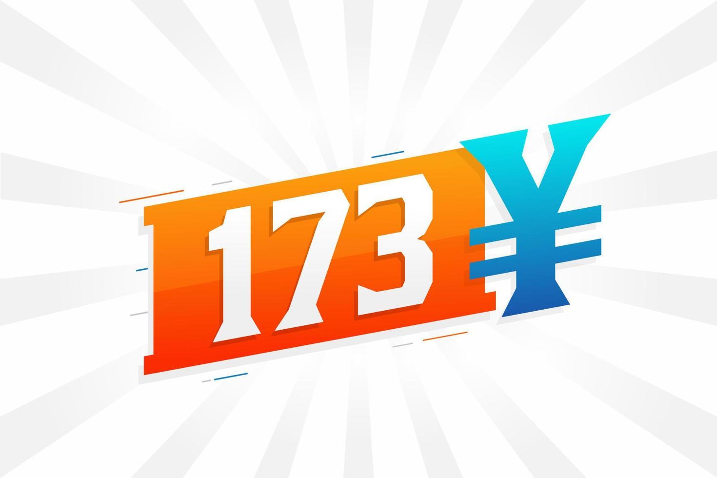 Símbolo de texto vectorial de moneda china de 173 yuanes. 173 yen moneda japonesa dinero stock vector