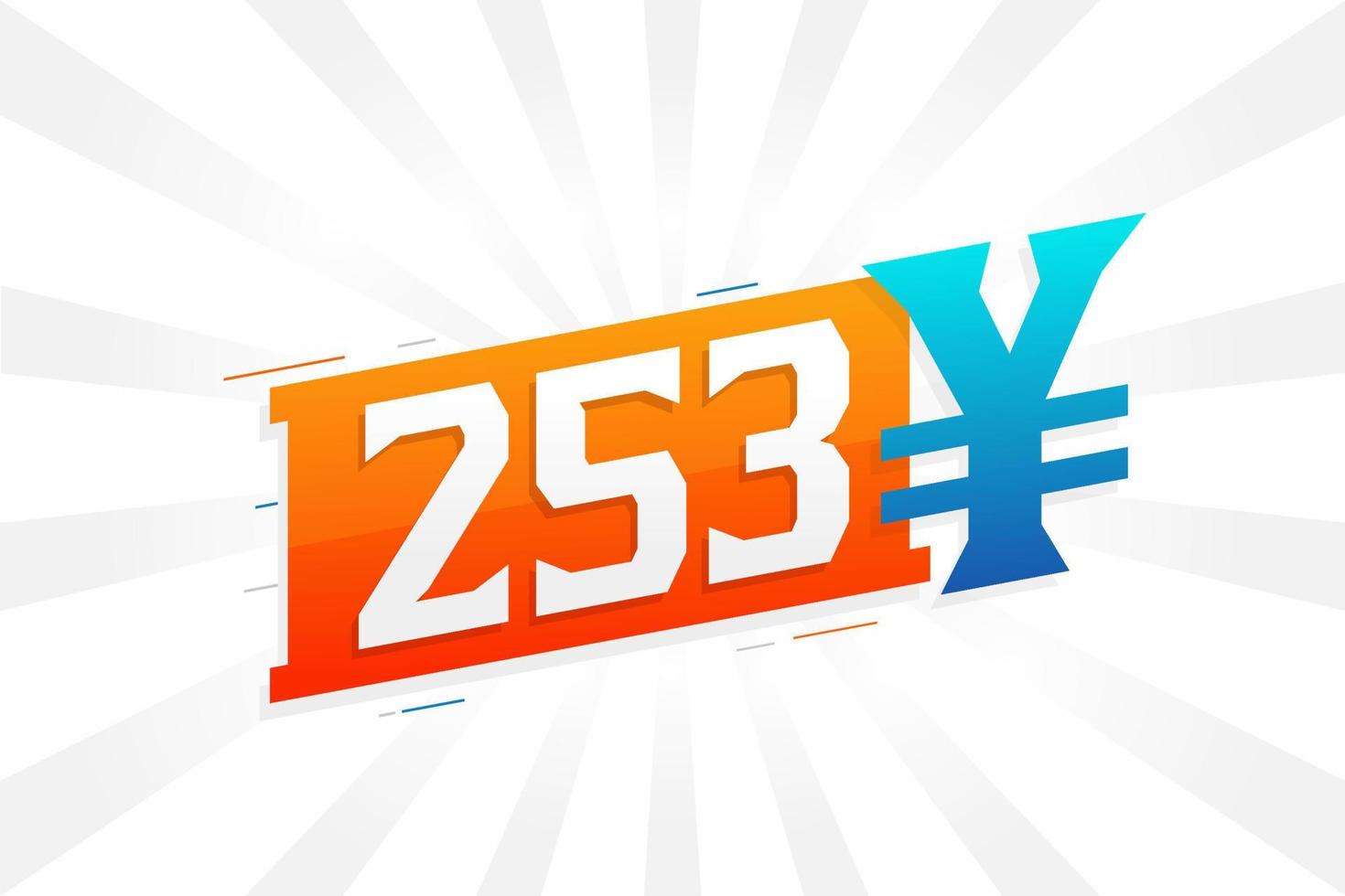 253 Yuan Chinese currency vector text symbol. 253 Yen Japanese currency Money stock vector