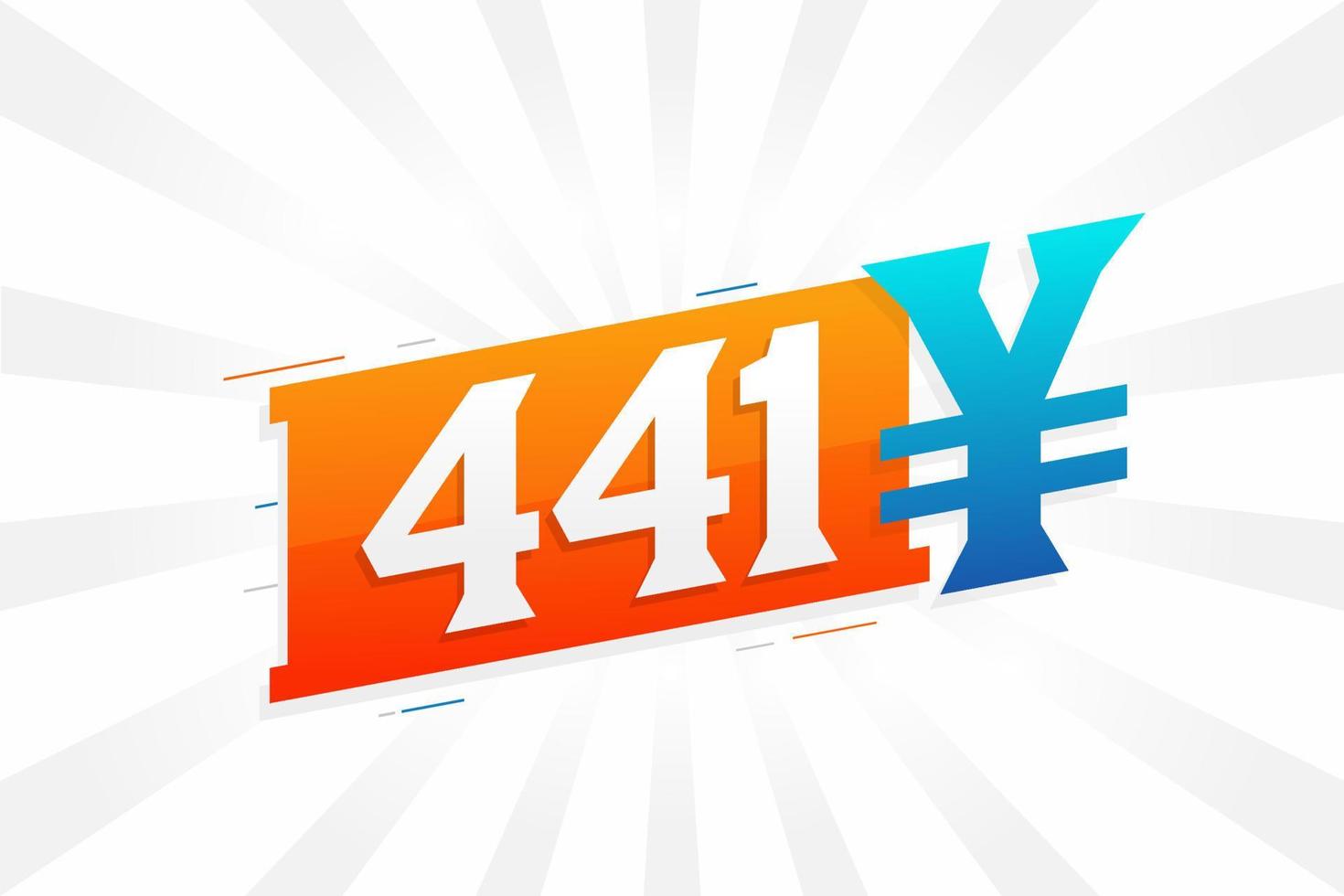 441 Yuan Chinese currency vector text symbol. 441 Yen Japanese currency Money stock vector