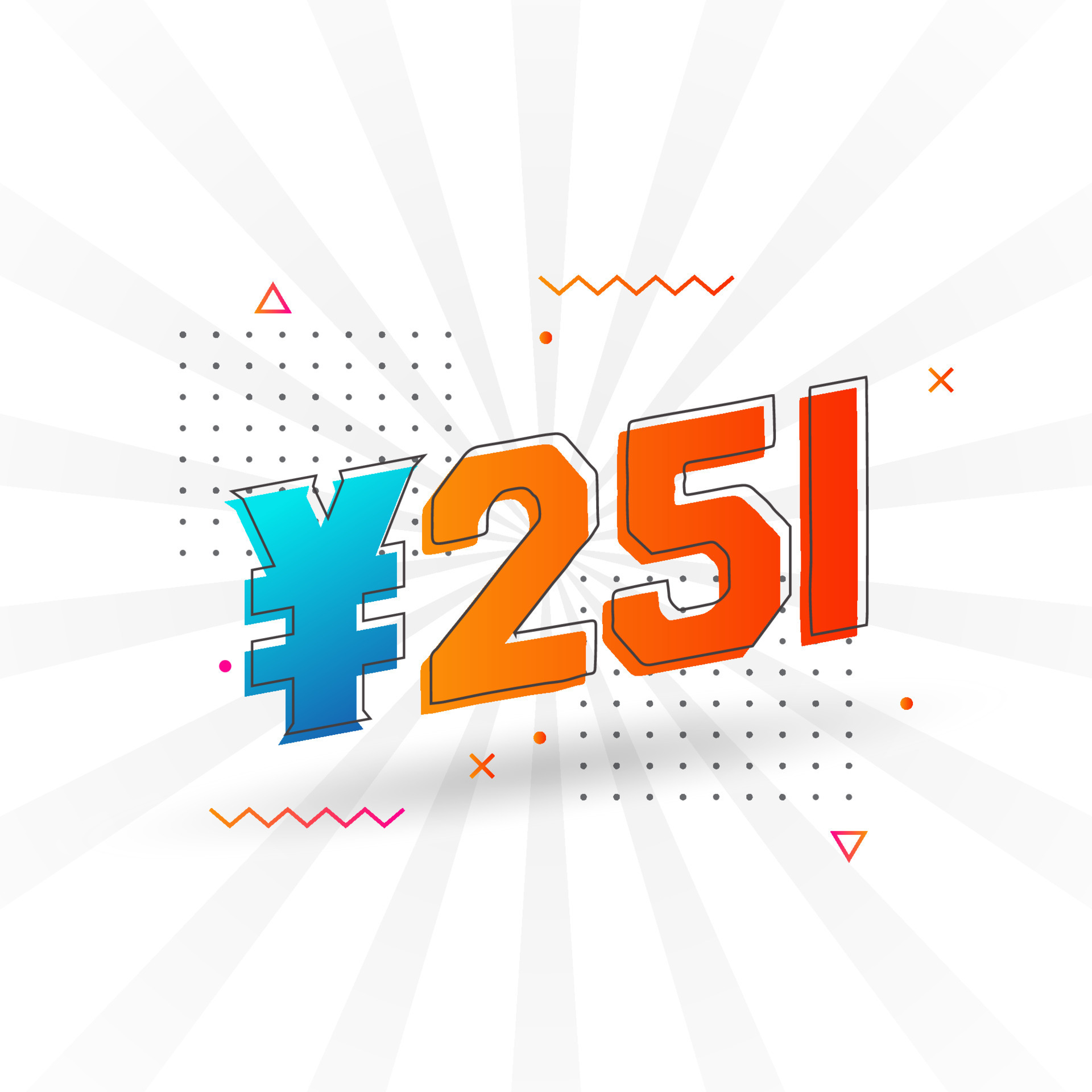 251 Yuan Chinese Currency Vector Text Symbol 251 Yen Japanese Currency 