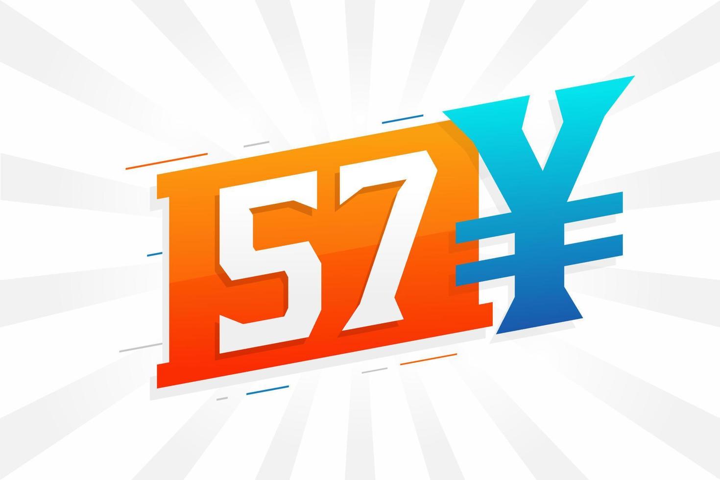 57 Yuan Chinese currency vector text symbol. 57 Yen Japanese currency Money stock vector